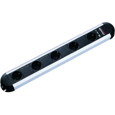 Bachmann Steckdosenleiste 5-fach PRIMO-CLASSIC-ALU 331.032 | Tischsteckdose ohne Schalter | 1,75 m Kabel | Schwarz