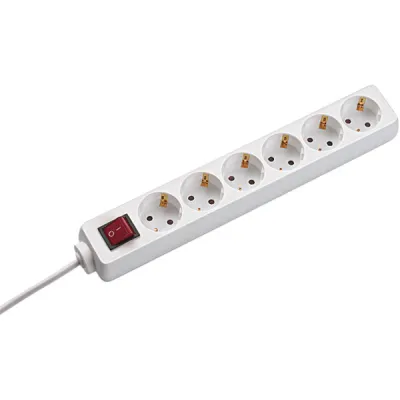 Bachmann Steckdosenleiste 6-fach 381.244S | Tischsteckdose mit Schalter | 1,5m Kabel | Kindersicherung | weiß