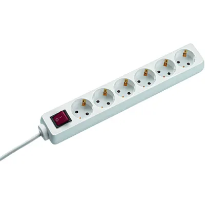Bachmann Steckdosenleiste 6-fach 381.244S | Tischsteckdose mit Schalter | 1,5m Kabel | Kindersicherung | weiß