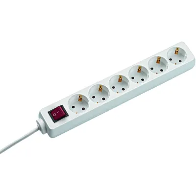 Bachmann Steckdosenleiste 6-fach 381.244S | Tischsteckdose mit Schalter | 1,5m Kabel | Kindersicherung | weiß