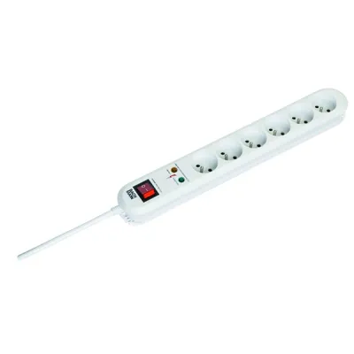 Bachmann Steckdosenleiste 381.2512K | 6x UTE Frankreich | Überspannungsschutz | Schalter | 3m Kabel | Weiß