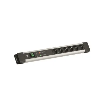BACHMANN Steckdosenleiste BM005903 CONNECTUS | 6-fach Schuko | Überspannungsschutz | Schalter | 2m Kabel | grau