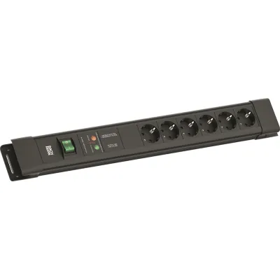 Bachmann Steckdosenleiste BM005910 CONNECTUS | 6-fach Schuko | Überspannungsschutz | Schalter | 2m Kabel | schwarz