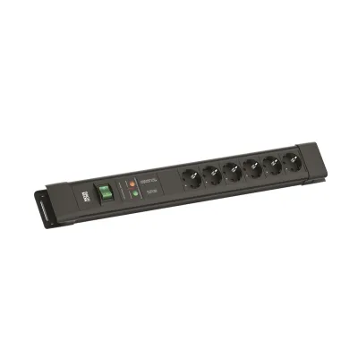 Bachmann Steckdosenleiste BM005910 CONNECTUS | 6-fach Schuko | Überspannungsschutz | Schalter | 2m Kabel | schwarz