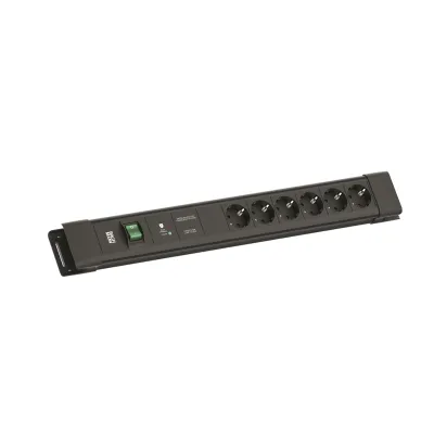 BACHMANN Steckdosenleiste BM005926 CONNECTUS | 6-fach SCHUKO | Überspannungsschutz | 2m Kabel | Schalter | schwarz