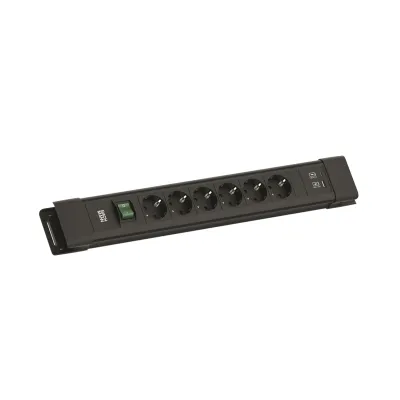 Bachmann Steckdosenleiste BM005922 CONNECTUS | 6-fach Schuko | Schalter | 2x USB A/C 22W | 2m Kabel | Kunststoff schwarz