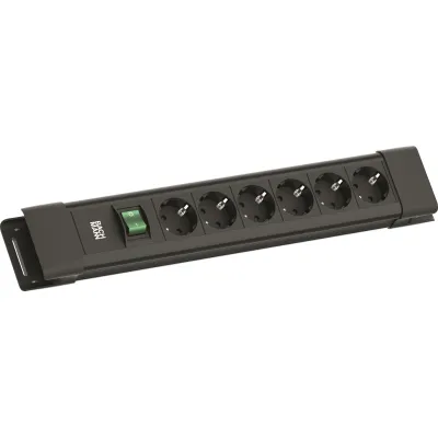 Bachmann Steckdosenleiste BM005912 CONNECTUS | 6-fach Schuko | Schalter | 2m Kabel | Kunststoff | schwarz