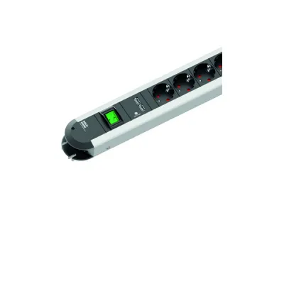 Bachmann Steckdosenleiste 8-fach 331.154 | USB-Ladegerät | Schalter | 1,75 m Kabel | Alu/Schwarz | 35° gedreht | Schuko