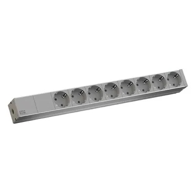 Bachmann Steckdosenleiste 19" 1HE 8-fach Schuko 333.416 | Alu | Rackmontage | 438,5mm | wiederanschließbar | grau