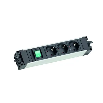 Bachmann Steckdosenleiste 906.18803 STEP ALU | 3-fach | 2-poliger Schalter | Aluminium | GST18 | schwarz | 272 mm