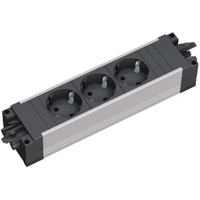 BACHMANN Steckdosenleiste 906.18815 | 3-fach Schuko | Aluminium | erhöhtem Berührungsschutz | Aufbau | GST18 | schwarz