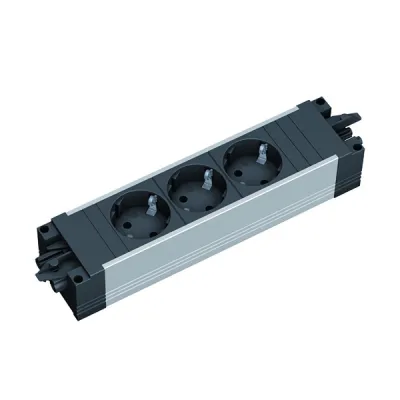 BACHMANN Steckdosenleiste 906.18815 | 3-fach Schuko | Aluminium | erhöhtem Berührungsschutz | Aufbau | GST18 | schwarz