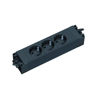 BACHMANN Steckdosenleiste 906.18818 STEP BASE | 3-fach | Schutzkontakt | GST18 | Aufbau | IP20 | Kunststoff | schwarz