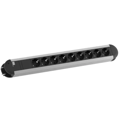 Bachmann Steckdosenleiste 331.011 | 9-fach Tischsteckdose | Aluminium | ohne Schalter | 1,75m Kabel | IP20 | silber