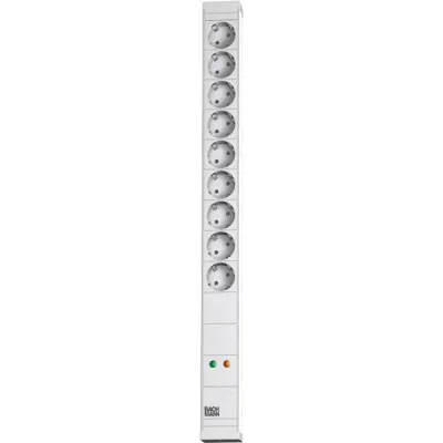 Bachmann Steckdosenleiste 333.011 | 9-fach SCHUKO | Überspannungsschutz | Alu 19 Zoll | 2m Zuleitung | Weiß