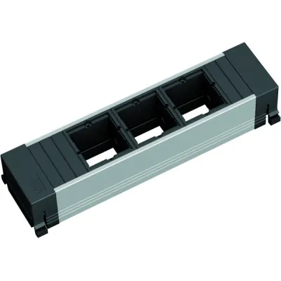 BACHMANN Steckdosenleiste 916.010 | POWER FRAME | 3x Custom Modul leer | Alu eloxiert | rechteckig | silber/schwarz