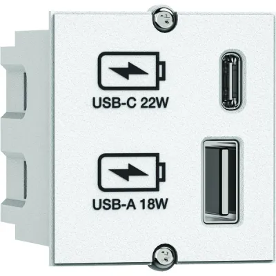 BACHMANN USB Ladeeinbaumodul 917.2271 | USB-A & USB-C | 22W | 230-250V | 5-12V DC | Einbau | weiß
