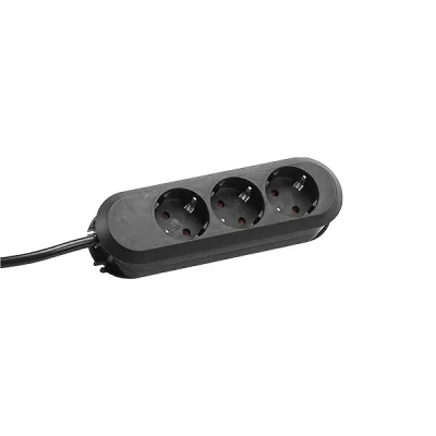 Bachmann Steckdosenleiste 3-fach 387.170 | Tischsteckdose | 1,5m Kabel | 16A | Schuko | IP20 | Kunststoff | schwarz