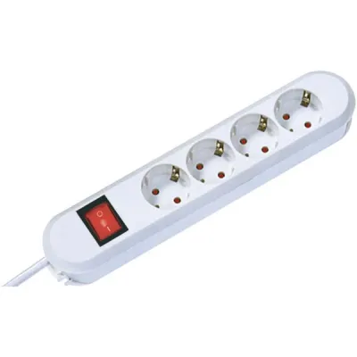 Bachmann Steckdosenleiste 4-fach 381.230K | Tischsteckdose Schuko | Kinderschutz | Schalter | 1,5m Kabel | IP20 | weiß