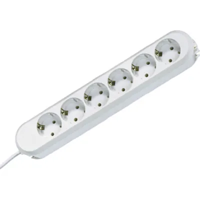 Bachmann Tischsteckdose 381.247K | 6-fach Schuko | 1,5m Kabel | Kinderschutz | Thermoplast | IP20 | weiß