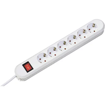 Bachmann Steckdosenleiste 6-fach 381.250K | Tischsteckdose | Schuko | Schalter | Kinderschutz | 1,5m Kabel | weiß
