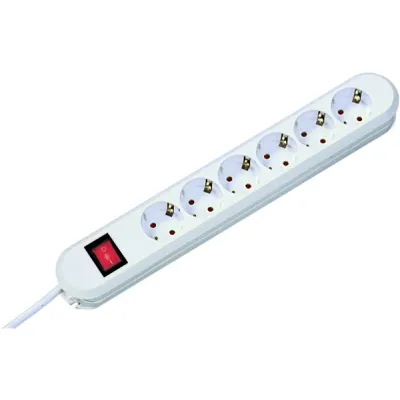 Bachmann Steckdosenleiste 6-fach 381.250K | Tischsteckdose | Schuko | Schalter | Kinderschutz | 1,5m Kabel | weiß