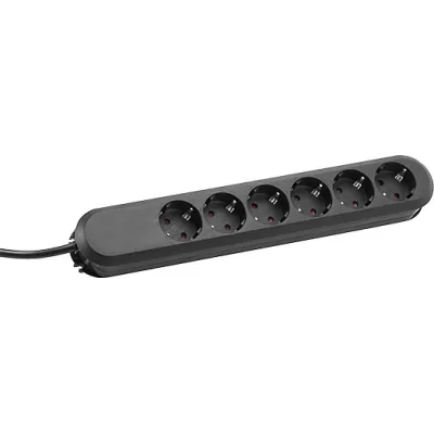 Bachmann Steckdosenleiste 6-fach 381.148K | Tischsteckdose | Schuko | Kinderschutz | 3m Kabel | Kunststoff | schwarz