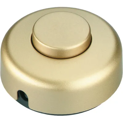 Bachmann Tret-Zwischenschalter 924.056 | Schnurschalter 5062 | 1-polig | Metall | Druckknopf | Zugentlastung | gold