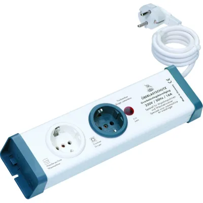Bachmann Steckdosenleiste 2-fach 924.164 Serie 8110 | Überspannungs- & Überlastschutz | 1,5m Kabel | weiß