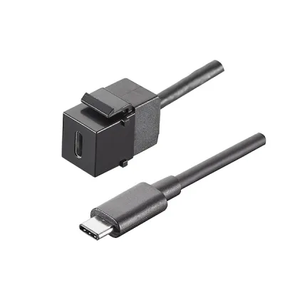 Bachmann USB Keystone Modul Typ C 3.1 917.121 | USB-C Buchse-Stecker | 0,5m Kabelpeitsche | Kunststoff | schwarz