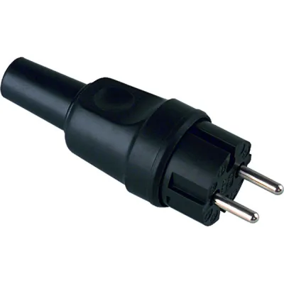 Bachmann Vollgummi-Konturenstecker 919.179 | Stecker 2-polig ohne Schutzkontakt | Schraubklemme | schwarz