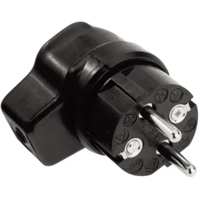 Bachmann Vollgummi-Winkelstecker 919.171 | Schutzkontaktstecker IP44 | Schraubklemme | H07RN-F 3G2,5 mm² | schwarz