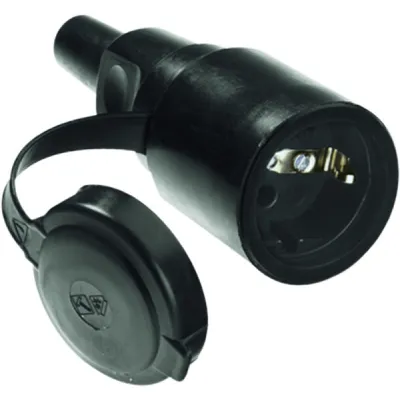 Bachmann Vollgummi-Kupplung 919.177 | Schutzkontaktkupplung IP44 | 16A 250V | Schraubklemme | mit Deckel | schwarz
