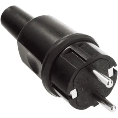 Bachmann Vollgummi-Stecker 913.173 | Schutzkontaktstecker IP44 | 10/16A 250V | Schraubklemme | gerade | schwarz