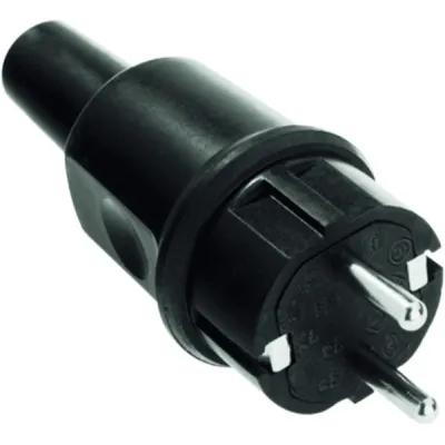 Bachmann Vollgummi-Stecker 913.173 | Schutzkontaktstecker IP44 | 10/16A 250V | Schraubklemme | gerade | schwarz