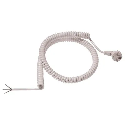 Bachmann Wendelleitung 663.270 | Spiralkabel H05VV-F 3G1,5mm² | 2m Länge | Schuko-Stecker | PVC | weiß
