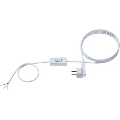 Bachmann Anschlussleitung 302.274 | Schuko-Zuleitung 2m | H03VV-F 3G0,75mm² | Zwischenschalter | Schutzkontakt | Weiß