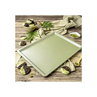 Zenker Back- & Plätzchenblech 7457 | Backblech für Ofen | Antihaft vegan | Stahlblech | 42x32x1,5 cm | grün