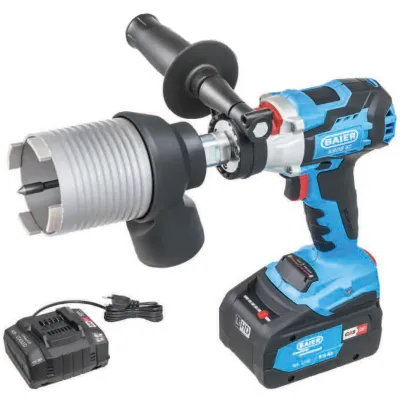 BAIER Akku-Diamant-Trockenbohrmaschine ABDB82 10002 | 18V 8Ah | Ø 82mm | Softschlag | M16 Aufnahme | Set mit Koffer