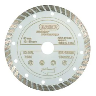 Baier Diamant-Trennscheibe 7228 | 125 mm Turbo | gesintert | für Ziegel, Beton, Kalksandstein | geschl. Schneidrand