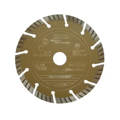 Baier Diamanttrennscheibe 75333 | 150 mm | Turbo segmentiert | Beton, Stahlbeton, Ziegel | Gold II | für BDN 463/4