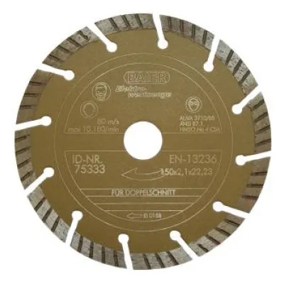 Baier Diamanttrennscheibe 75333 | 150 mm | Turbo segmentiert | Beton, Stahlbeton, Ziegel | Gold II | für BDN 463/4