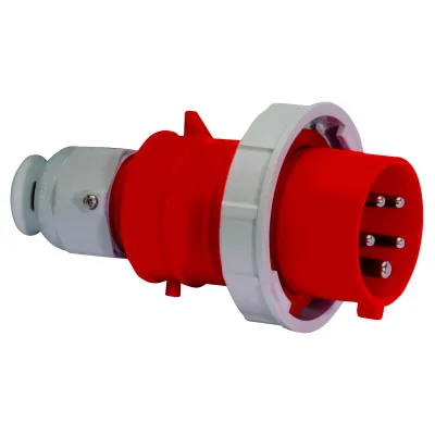 Bals CEE-Stecker 21239 | 5-polig 16A 400V IP67 | Quick-Connect | schraublose Klemme | 6h Uhr | rot RAL3000