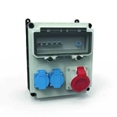 Bals CEE-Steckdosen-Kombination VARIABOX-M 89010 | 2x Schuko 16A | 1x CEE 16A 400V | IP44 | Kunststoff | Wandmontage