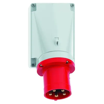 BALS Wandgerätestecker GT 24134 | CEE 63A 5-polig | 400V 6h | IP44 | Schraubklemme | Kunststoff | Rot | 170x118 mm