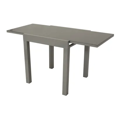 Balkon-Ausziehtisch 70/140x70cm Aluminium silbergrau + Glas