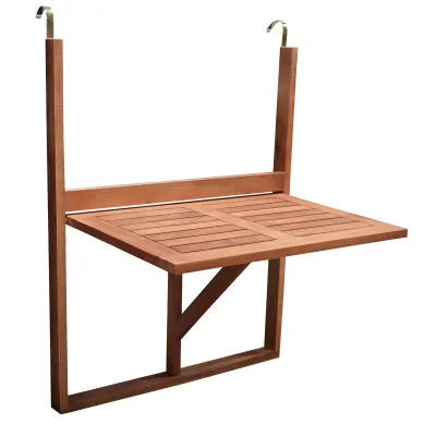 Freital Handels GmbH Balkonhängetisch 60x40 cm | Akazienholz geölt FSC® | rechteckig | wasserfest | Outdoor | goldgelb