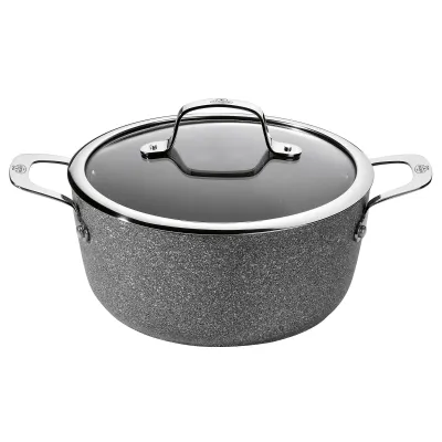 BALLARINI Kochtopf Salina 1007047 | 20cm Induktion | 2,7l Aluminium antihaftbeschichtet | Glasdeckel | Granit-Look