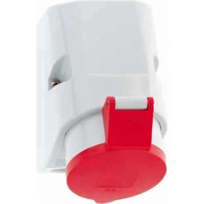 Bals Wandsteckdose 106 | CEE-Steckdose 16A 5-polig 400V | Aufputz | IP44 | Schraubklemme | Kunststoff | rot