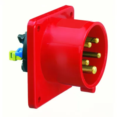 Bals Flanschgerätestecker 282002 | CEE-Anbaustecker 5-polig | 32A 400V 6h | Quick-Connect | IP44 | gerade | rot RAL3000